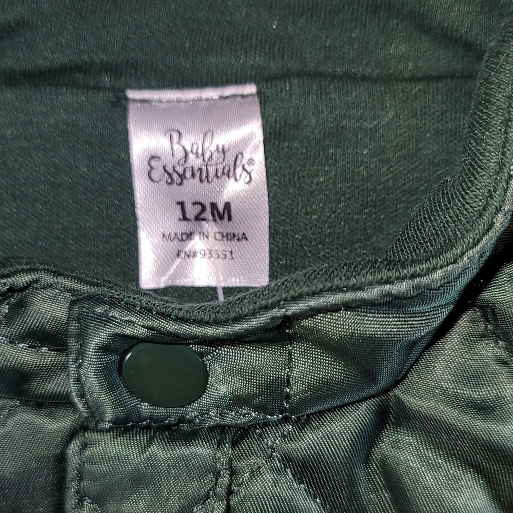 Baby Essentials Hunter Green Quilted Puffer Vest Infant 12M Snap Front Outerwear - Picture 3 of 8